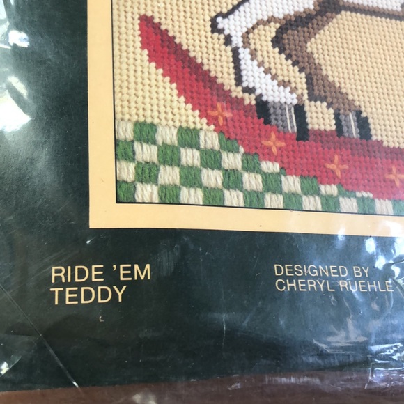 NOS Sealed SUNSET NEEDLEPOINT KIT “RIDE ‘EM TEDDY” #6620 - Picture 2 of 7